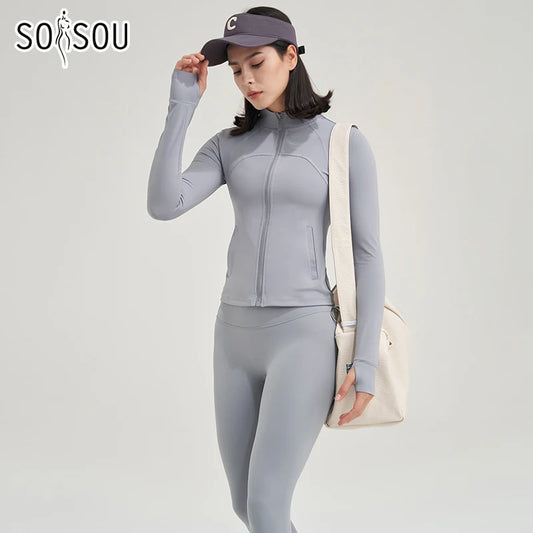 SOISOU Nylon Women Yoga Clothing Leggings Sexy Bras Bralette Shirt Coat Short Sets Gym Fitness Sportswear Women's Tracksuit