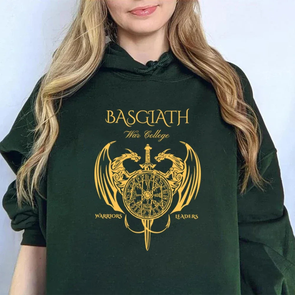 Basgiath War College Hoodie Fourth Wing Dragon Rebecca Yoros Hooded Sweatshirt Sarah J Mass Merch Cool Dragon Hoodies Fans Gift