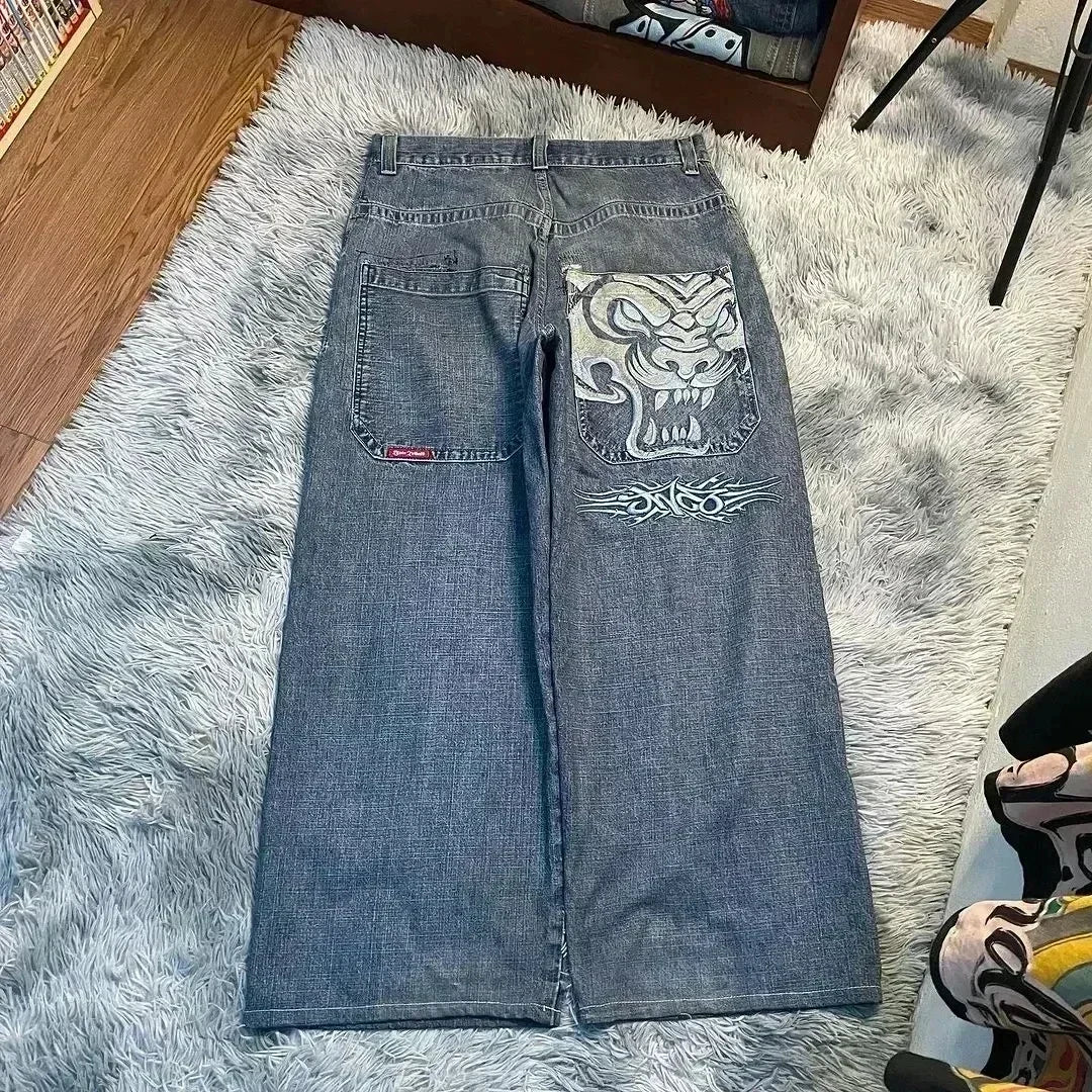 JNCO Y2k Men’s Jeans Baggy Hip Hop Harajuku High Quality Embroidered Denim Pants Streetwear Retro Casual Baggy Trousers