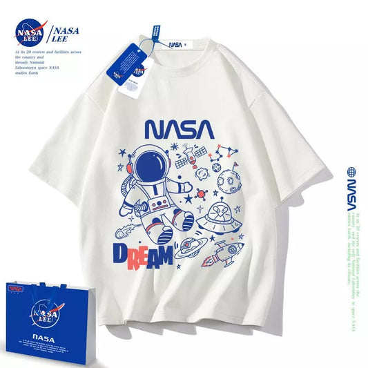 NASA New Cartoon Printed Fashionable Short Sleeve All-match Simple T-shirt