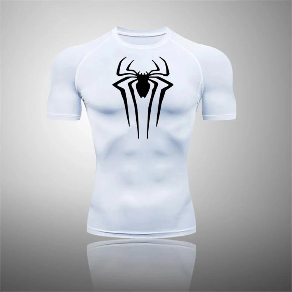 Printed Men's Athletic Compression T-Shirts Athletic Quick Dry Breathable Rash Guard Athletic Tight Workout Tops Summer Men