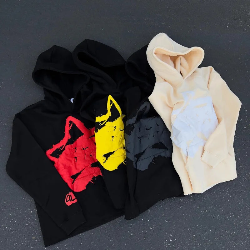 2023 New Harajuku Hip Hop Foam Pattern Loose Hoodie All Match Long Sleeved Pullover Sweatshirt Oversized Hoodie Streetwear