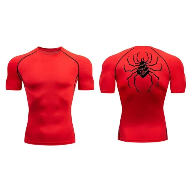 Men's Rashguard Spider Print Compression T-Shirts for Men Gym Fitness Undershirts Quick Dry Athletic Shirt Tops Sportswear Male