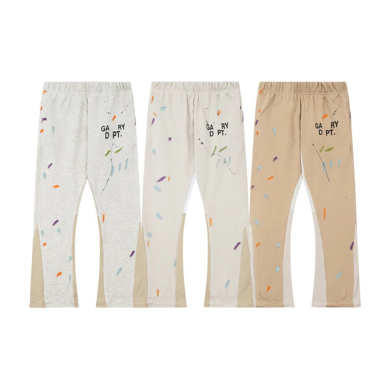 Hip Hop Men's Graffiti straight trousers American Letter Printed Patchwork Sweatpants Vintage Design Sense Splattered Ink Baggy Pants