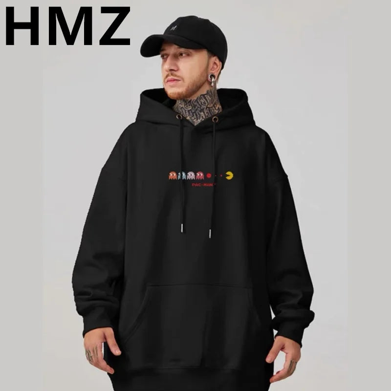 HMZ Personality Cartoon  Hoodie Mens Fashion Warm Sweatshirt Hip Hop Hoodies Casual Cotton Streetwear Autumn Winter New Hoody