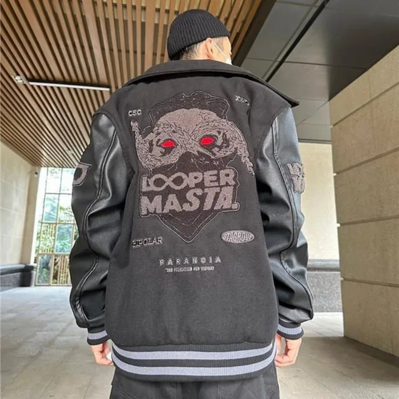 Street Popular Gothic Embroidered Jackets And Coats Men Y2K New Harajuku Style Hip Hop Baseball Jacket Punk High Street Jackets