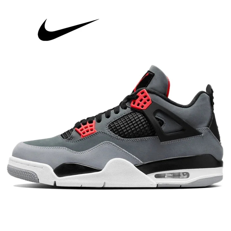 Nike Air Jordan 4 retro red thunder Men's Women's Classics Outdoor Sports Sneakers Comfortable Sneakers Retro Chic