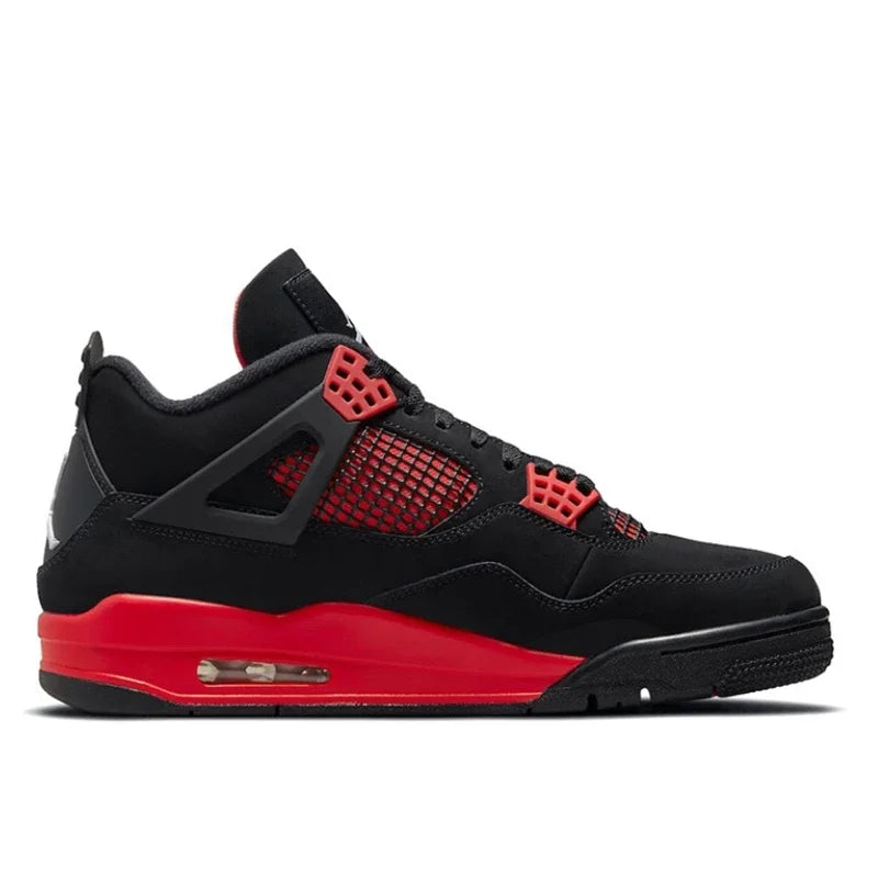 Nike Air Jordan 4 retro red thunder Men's Women's Classics Outdoor Sports Sneakers Comfortable Sneakers Retro Chic