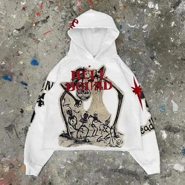 Y2K Hoodie Retro Punk Mummy Print Oversized Hoodie Men and Women New Fashion Loose Harajuku Hip Hop Streetwear Gothic Sweatshirt