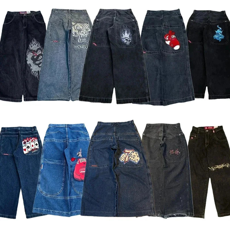 JNCO Y2k Men’s Jeans Baggy Hip Hop Harajuku High Quality Embroidered Denim Pants Streetwear Retro Casual Baggy Trousers