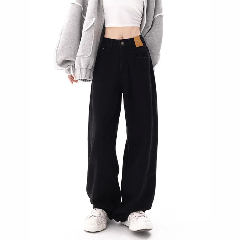 Black Baggy Jeans Women Y2K Harajuku Hippie Korean Oversize Wide Leg Denim Pants Female Casual Kpop Streetwear Trousers