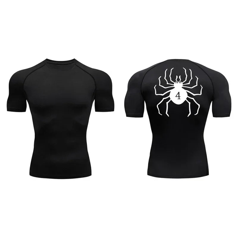 Men's Rashguard Spider Print Compression T-Shirts for Men Gym Fitness Undershirts Quick Dry Athletic Shirt Tops Sportswear Male