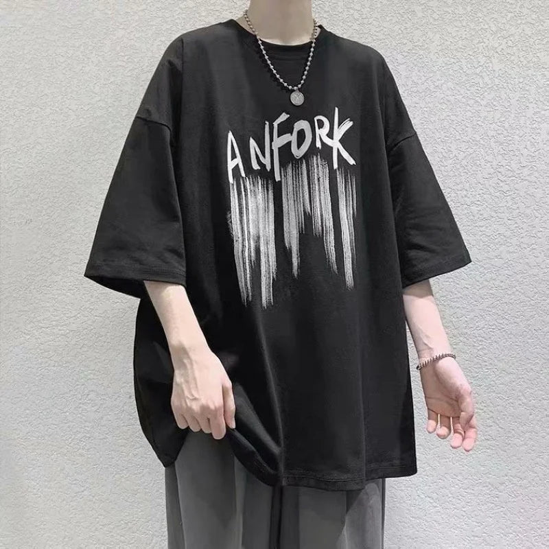 Oversized Mens Casual T-shirt Cotton Breathable Loose Tops Y2k Clothes Harajuku Short Sleeve Tees Graphic T-Shirts Recommend