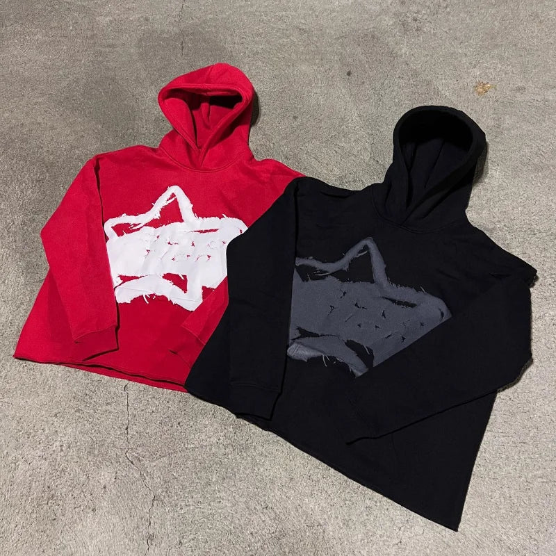 2023 New Harajuku Hip Hop Foam Pattern Loose Hoodie All Match Long Sleeved Pullover Sweatshirt Oversized Hoodie Streetwear