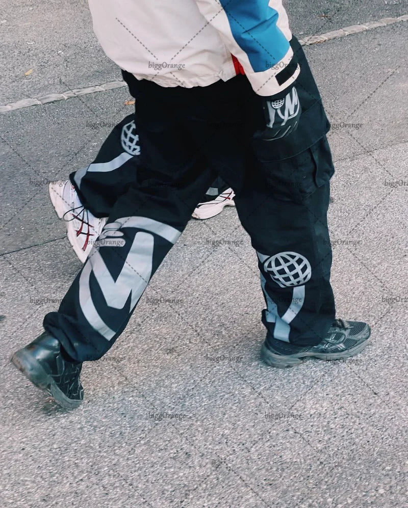 Y2K Cargo Pant Retro Street Trend Overalls 2023 New Fashion Harajuku Casual Loose Punk Rock Straight Wide Leg Trouser Streetwear