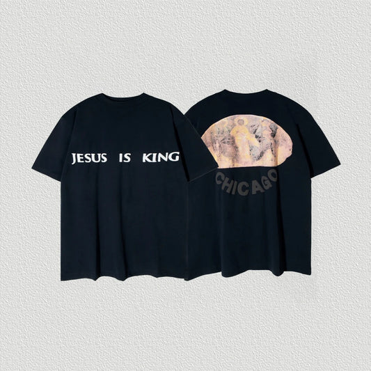 CPFM Kanye West 2023 Spring Summer Women Men T shirts Jesus Is King Foaming Printing Oversized Hip Hop Casual Short Sleeve