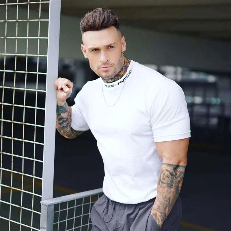 2024 Gyms T-shirt Men Short sleeve Cotton T-shirt Casual Slim t shirt Male Fitness Bodybuilding Workout Tee Tops Summer clothing